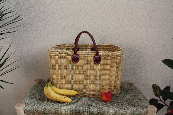 Panier en Osier Souple - 3 tailles - Petit sac & Grand cabas XXL - Pour courses, marchés, plage ... roseau jonc