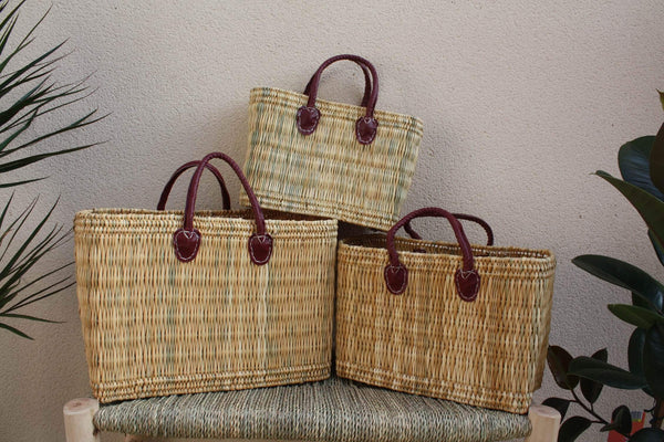 Panier en Osier Souple - 3 tailles - Petit sac & Grand cabas XXL - Pour courses, marchés, plage ... roseau jonc