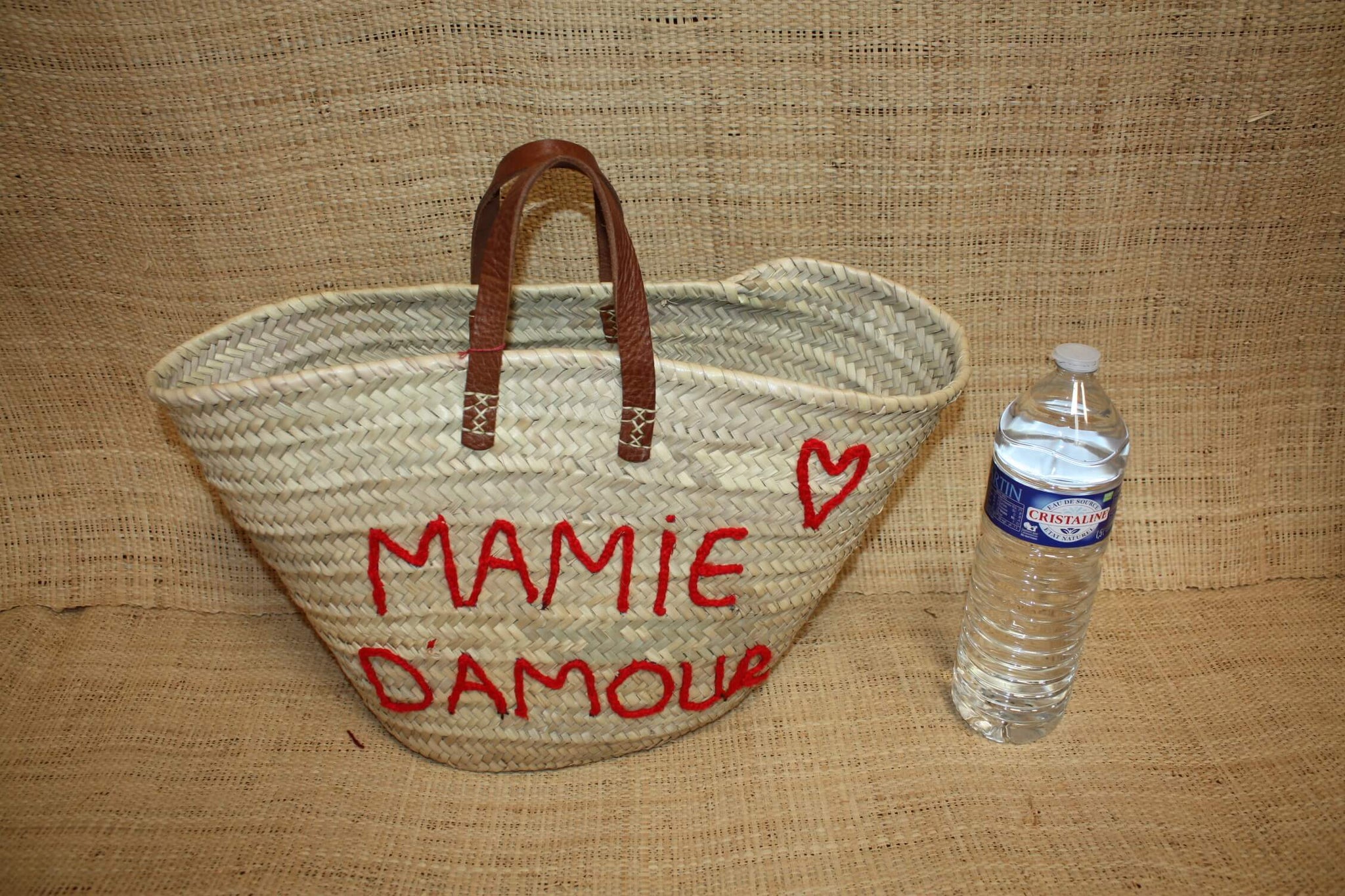 Panier personnalisé MAMIE D'AMOUR - Cabas de marché, sac de plage, 100% Naturel