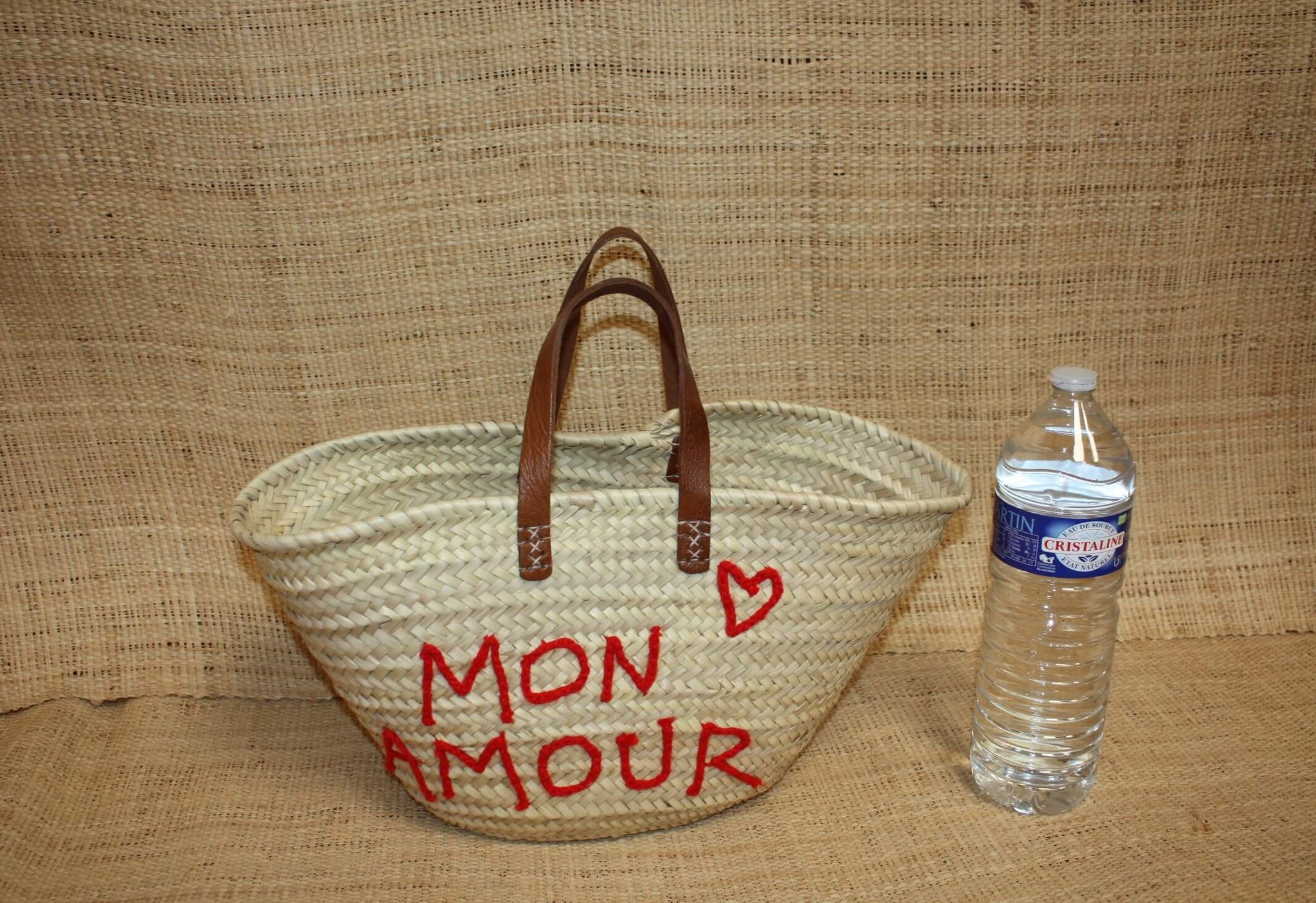 Panier personnalisé MON AMOUR - Cabas de marché, sac de plage, 100% Naturel