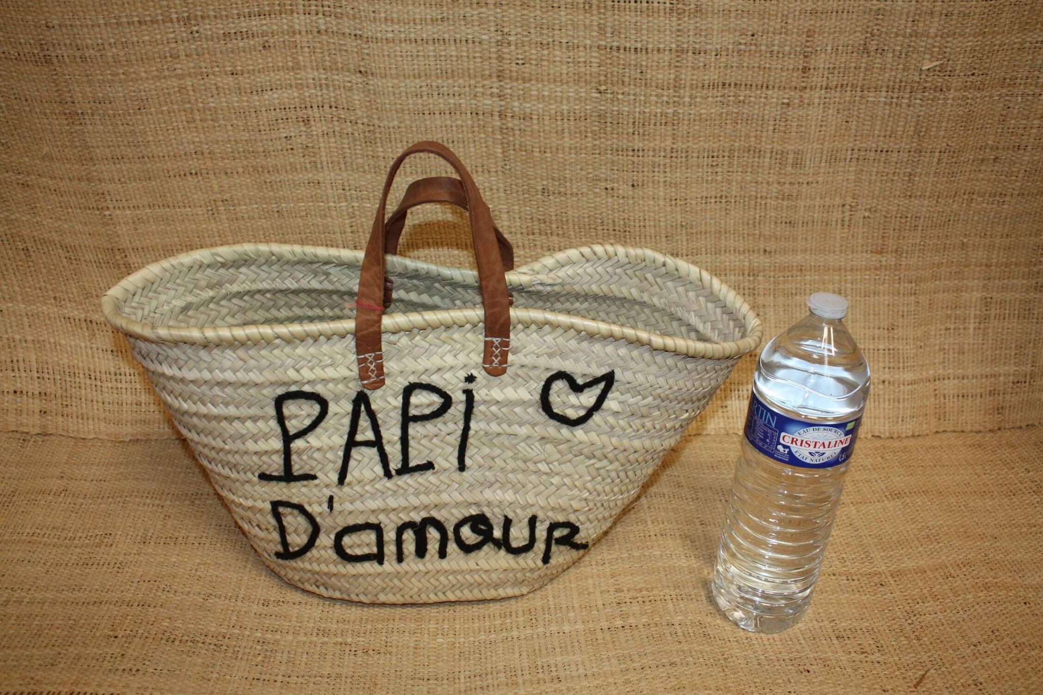 Panier personnalisé PAPI D'AMOUR - Cabas de marché, sac de plage, 100% Naturel