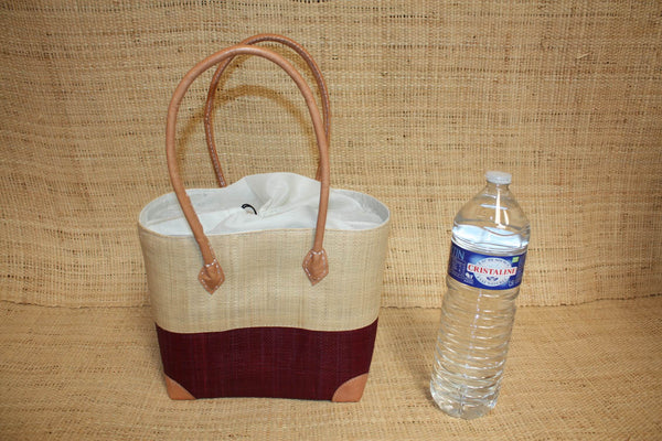Panier Bordeaux & Naturel - Pochon Tissu Sac Cabas Léger - 3 TAILLES - Marché, courses, plage...