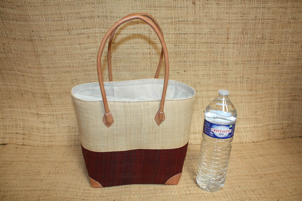 Panier Bordeaux & Naturel - Pochon Tissu Sac Cabas Léger - 3 TAILLES - Marché, courses, plage...