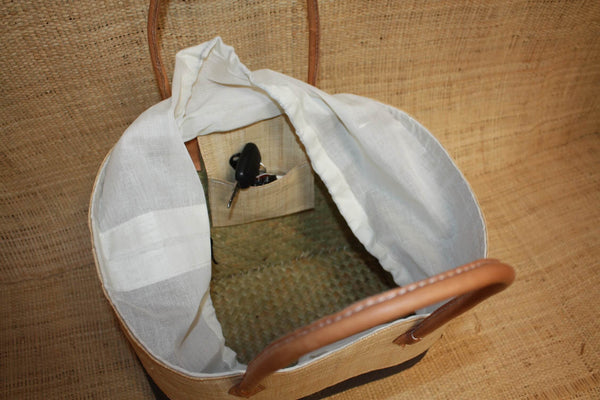 Panier Noir & Naturel - Pochon Tissu Sac Cabas Léger - 3 TAILLES - Marché, courses, plage...
