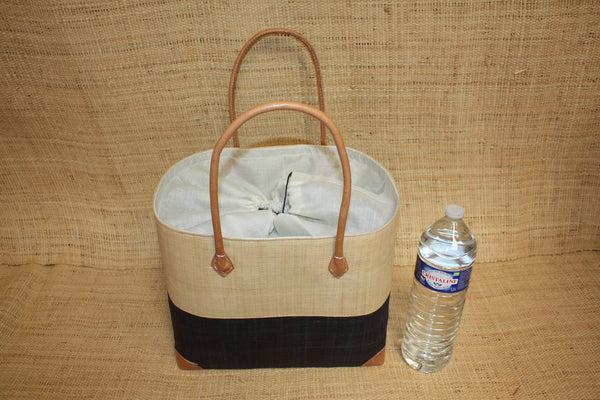 Panier Noir & Naturel - Pochon Tissu Sac Cabas Léger - 3 TAILLES - Marché, courses, plage...