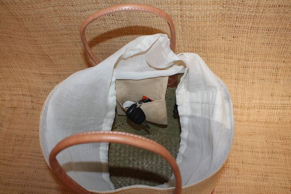 Panier Rose & Naturel - Pochon Tissu Sac Cabas Léger - 3 TAILLES - Marché, courses, plage...