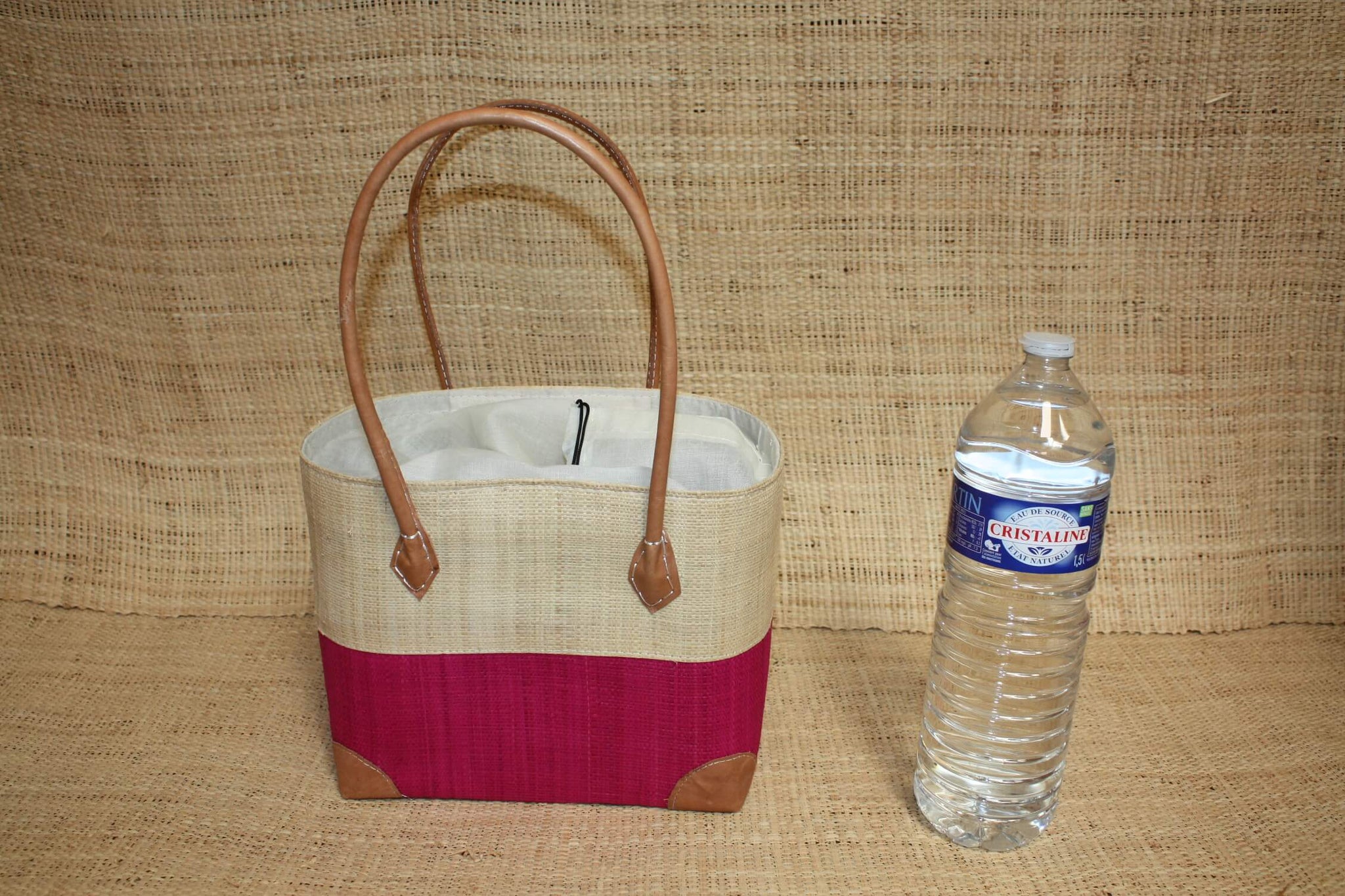 Panier Rose & Naturel - Pochon Tissu Sac Cabas Léger - 3 TAILLES - Marché, courses, plage...