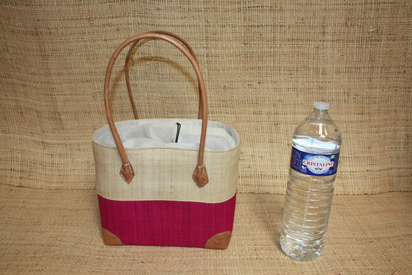 Panier Rose & Naturel - Pochon Tissu Sac Cabas Léger - 3 TAILLES - Marché, courses, plage...