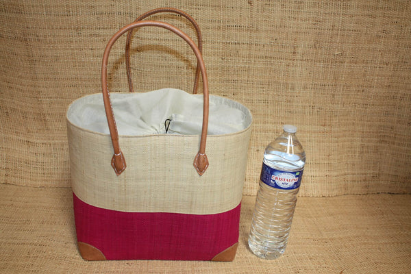 Panier Rose & Naturel - Pochon Tissu Sac Cabas Léger - 3 TAILLES - Marché, courses, plage...