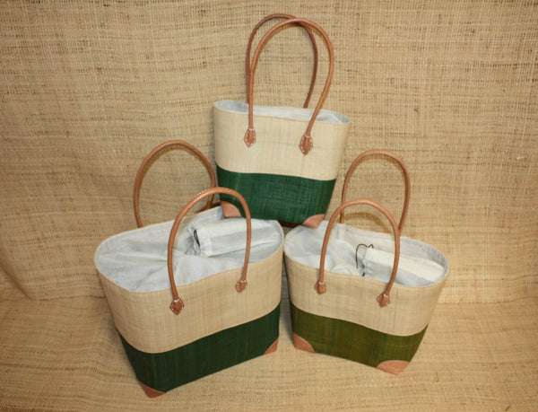 Panier Vert & Naturel - Pochon Tissu Sac Cabas Léger - 3 TAILLES - Marché, courses, plage...