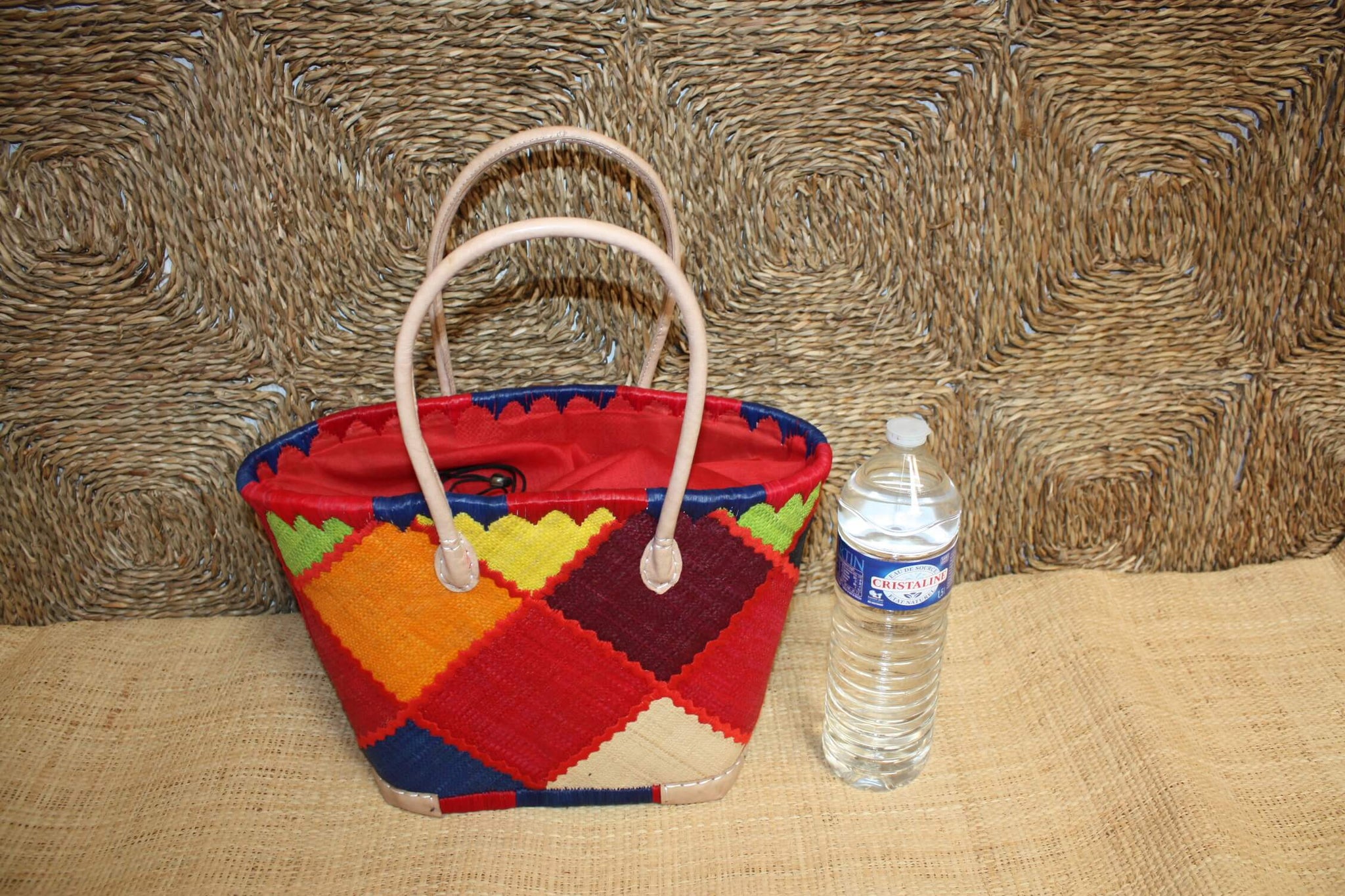 Panier brodé PATCHWORK Rabane - Cabas Sac courses Anses Longues - 3 TAILLES - Marchés, courses, plage...