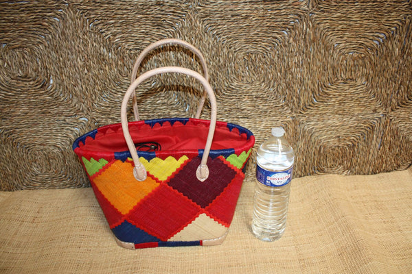 Panier brodé PATCHWORK Rabane - Cabas Sac courses Anses Longues - 3 TAILLES - Marchés, courses, plage...