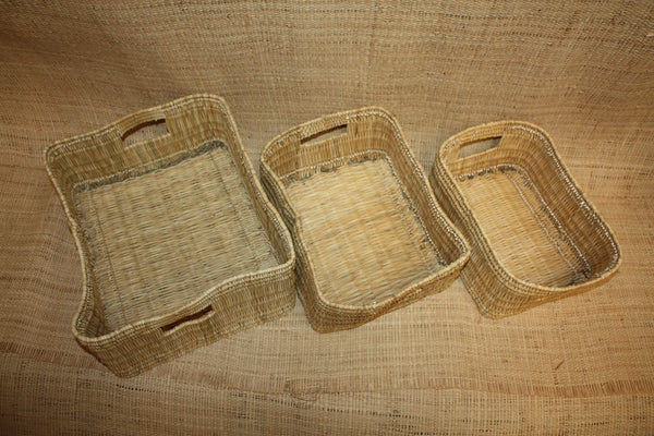 Corbeille de rangement osier Bac tressé rotin Panier rangement paille - Naturel Artisanal Décoration -