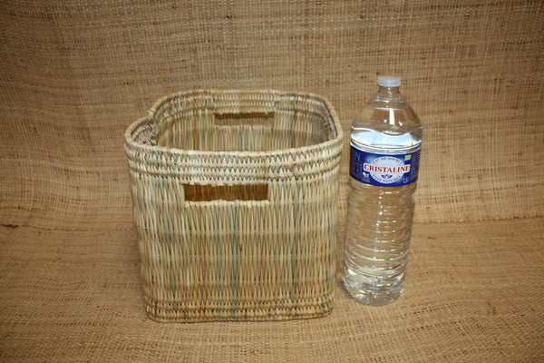 Grand Panier de rangement osier Bac tressé rotin Corbeille haute rangement paille - Naturel Artisanal Décoration -