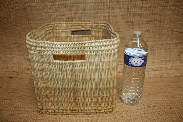 Grand Panier de rangement osier Bac tressé rotin Corbeille haute rangement paille - Naturel Artisanal Décoration -