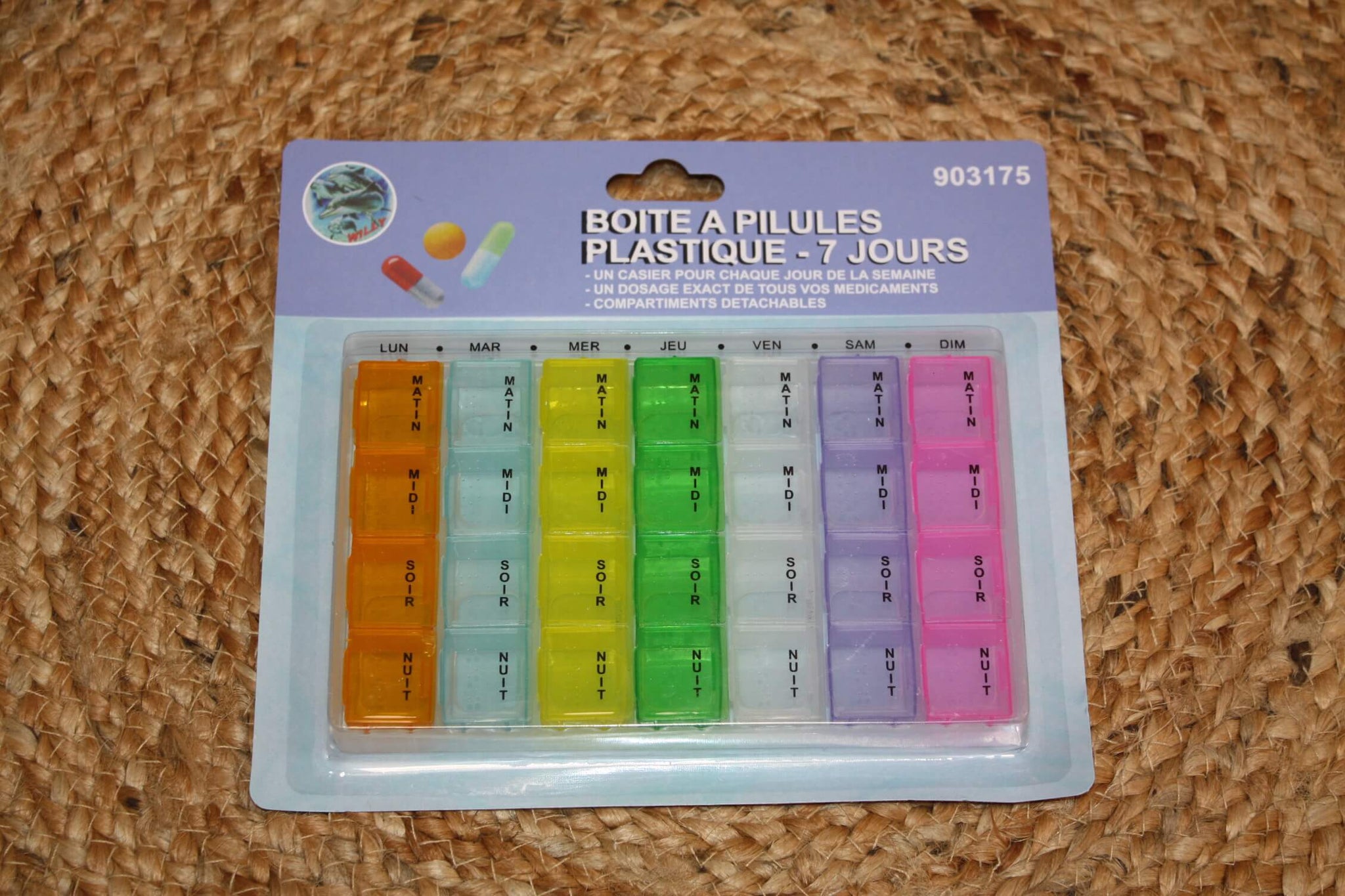 Boîte à Pilules de Qualité – Pilulier PVC 1 Semaine avec Compartiments Détachables Colorés