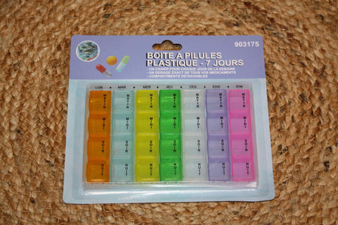 Boîte à Pilules de Qualité – Pilulier PVC 1 Semaine avec Compartiments Détachables Colorés
