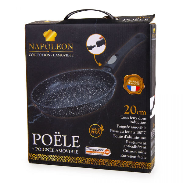 Frying pan with non-stick coating - ALL HEATER - Removable handle - CHOICE OF 4 SIZES -