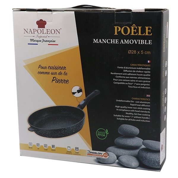 Frying pan with non-stick coating - ALL HEATER - Removable handle - CHOICE OF 4 SIZES -