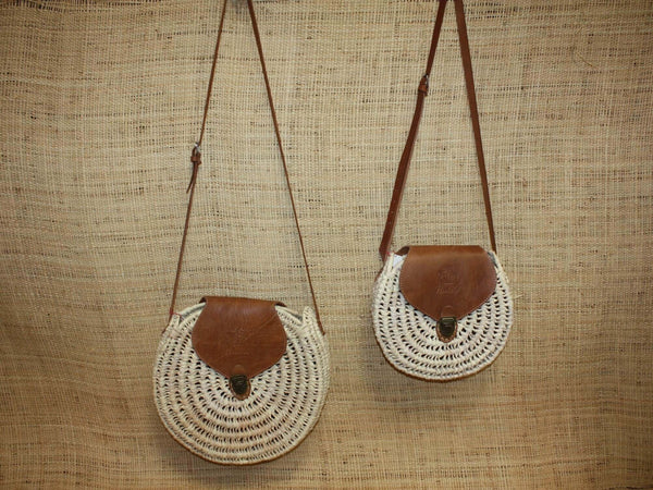 Osier Rond Sac En Osier Femme Sac Rond Osier Et Cuir