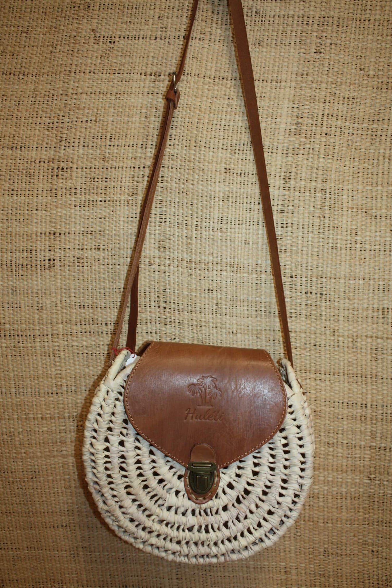 SUPERBE Sac bandoulière valisette osier rond sac femme paille palmier cuir clip