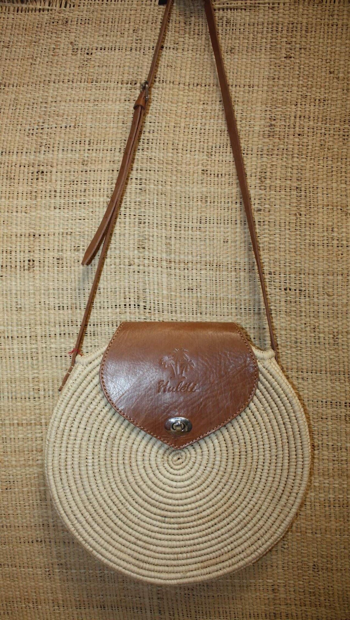 SUPERBE Sac à main Bandoulière Rond Crochet Raphia Osier - Sac été femme paille rotin cuir