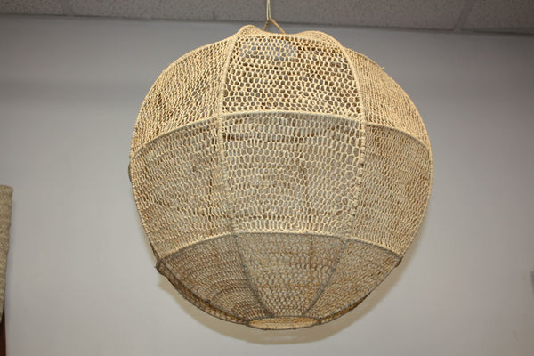 ABAT JOUR XXL Rond Paille Raphia Tressée - Suspension xxl boule Luminaire - Tressage nid d'abeille - Décoration Bohème - Fait Main