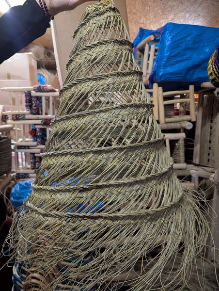 SUSPENSION Paille Tressée - Luminaire Conique Abat jour Artisanal Tressage ajouré - 6 TAILLES au CHOIX - Décoration Bohème -