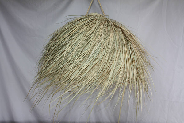 Geflochtene Strohsuspension – runder Lampenschirm mit Palmenfransen – 4 Größen zur Auswahl – böhmische Dekoration –
