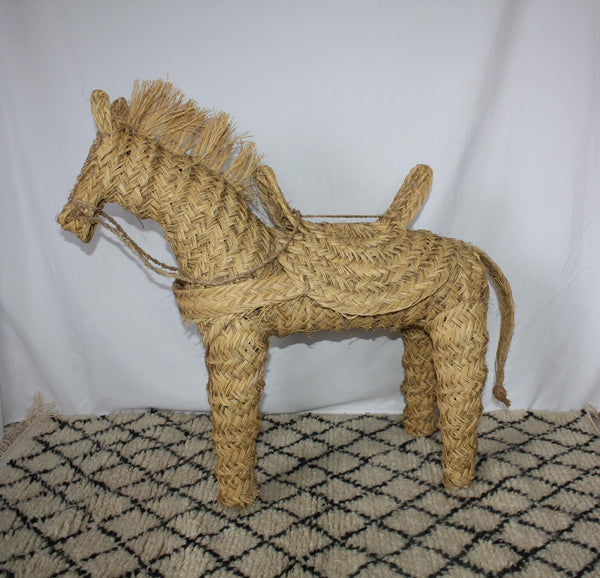HORSE Hand Braided Decoration in Palm Tree Doum - Handcrafted straw rattan wicker - 2 SIZES to choose from -