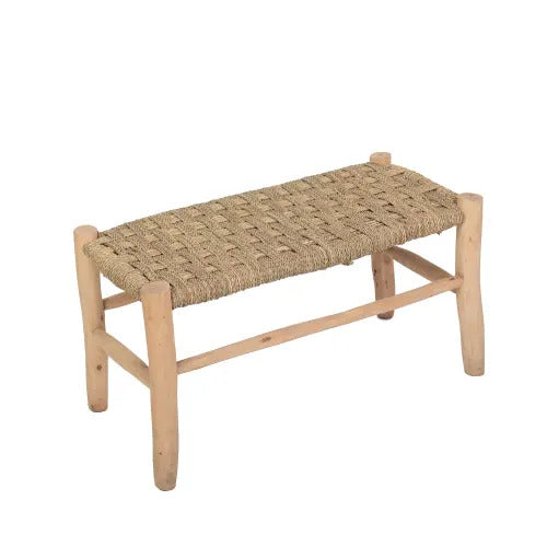 Moroccan BENCH in Lemon Tree Wood - 1/2-seater braided bench - 70cm or 80cm - Bohemian decoration