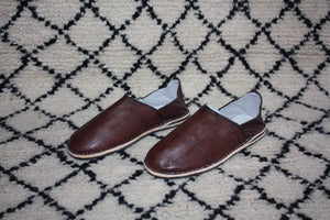 Brown LEATHER slippers with heels - Moroccan manufacturing 100% HANDMADE - Man &amp; Woman - From 38 to 45 -