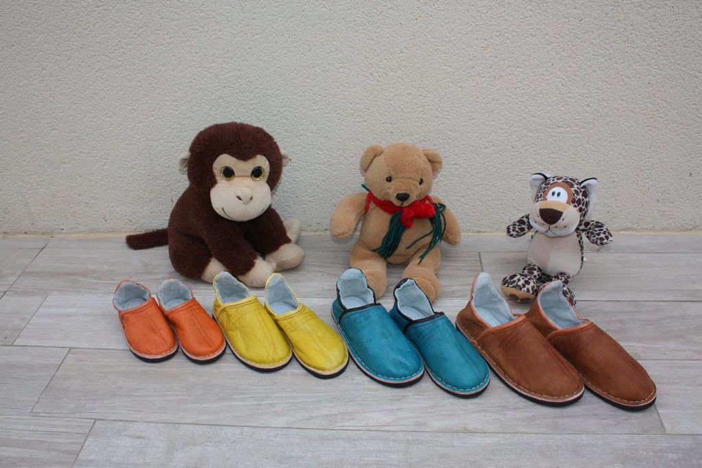 CHAUSSONS Babouches ENFANT en cuir COULEURS au choix Du 23