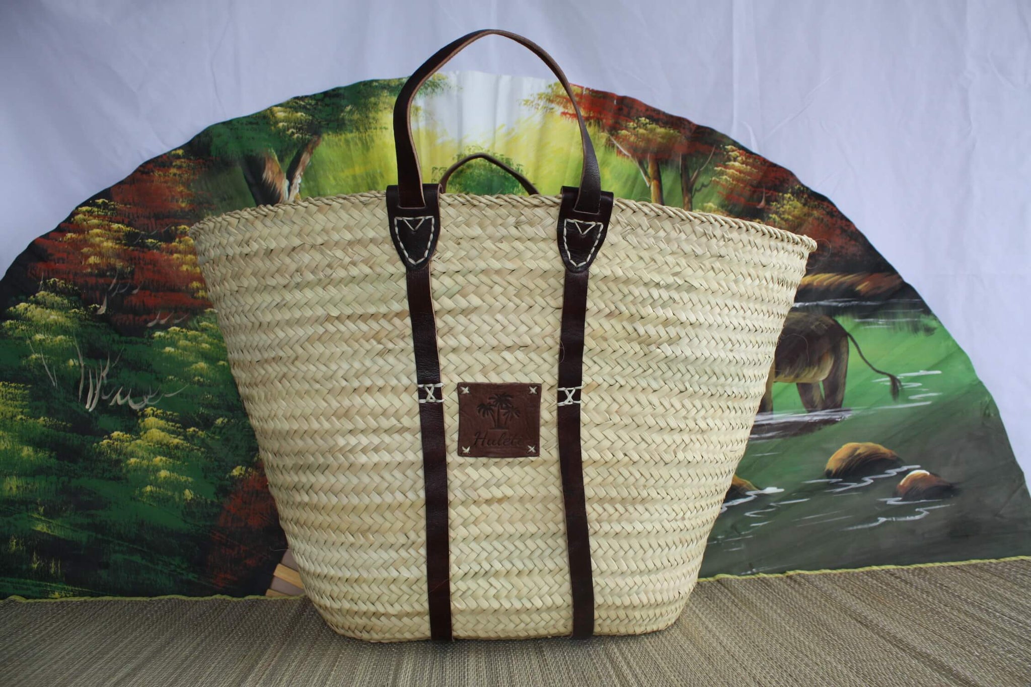 LARGE HUGE XXL basket for beach market shopping - Moroccan straw wicker tote bag rattan palm tree