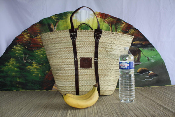 GROSSER RIESIGER XXL-Korb für den Strandmarkt-Einkauf – marokkanische Strohweiden-Einkaufstasche Rattan-Palme
