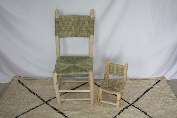 Chaise de salle à manger - Siège En Bois d'Eucalyptus - ARTISANAL MAROCAIN - Décoration Bohème Boho