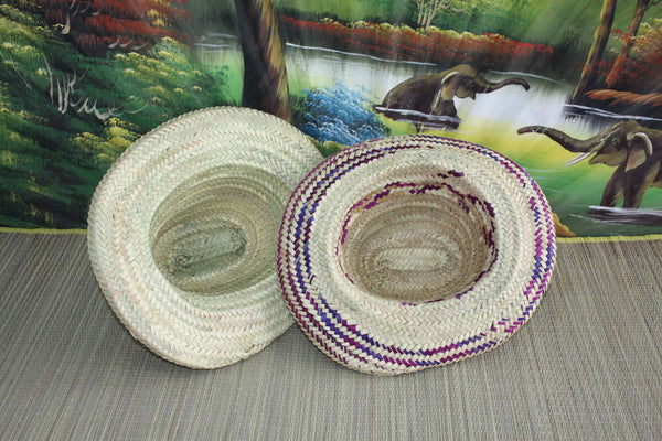 SUPERB Braided straw hat - NATURAL or COLORED - Man &amp; Woman - Moroccan Artisanal - palm wicker rattan