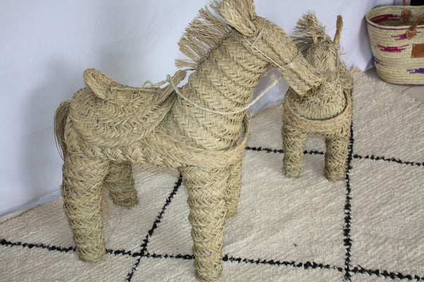 HORSE Hand Braided Decoration in Palm Tree Doum - Handcrafted straw rattan wicker - 2 SIZES to choose from -