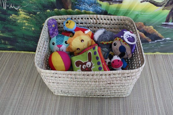 Storage basket Braided bohemian decor box - trunk trunk linen toys - Rattan Wicker Straw - ARTISANAL -