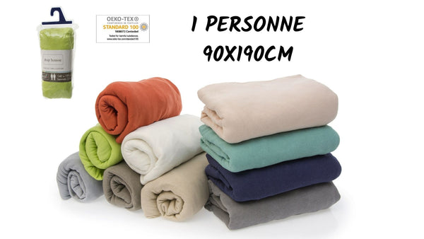 Fitted sheet 1 person 90x190cm - 100% Cotton Jersey - Hotel Quality - 10 COLORS