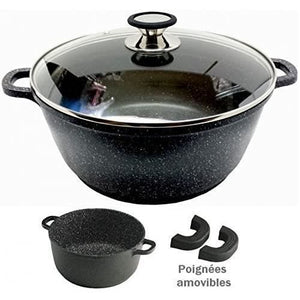 High casserole dish + lid - Non-stick coating for ALL HEATERS - Silicone handle - Ø28cm and Ø36cm -