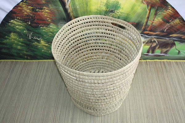 LARGE XXL Round Basket - Woven in Palm Tree - Toy Bin Laundry Basket Storage Chest