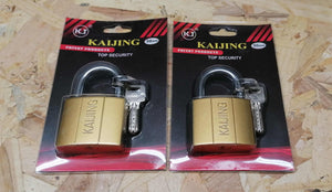 Set of 2 BIG Padlocks - SECURITY 3 KEYS - Body 50mm Anti-Scratch Key Lock