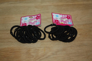 Lot of 24 scrunchies girl woman boy man elastic hair ties - BLACK -