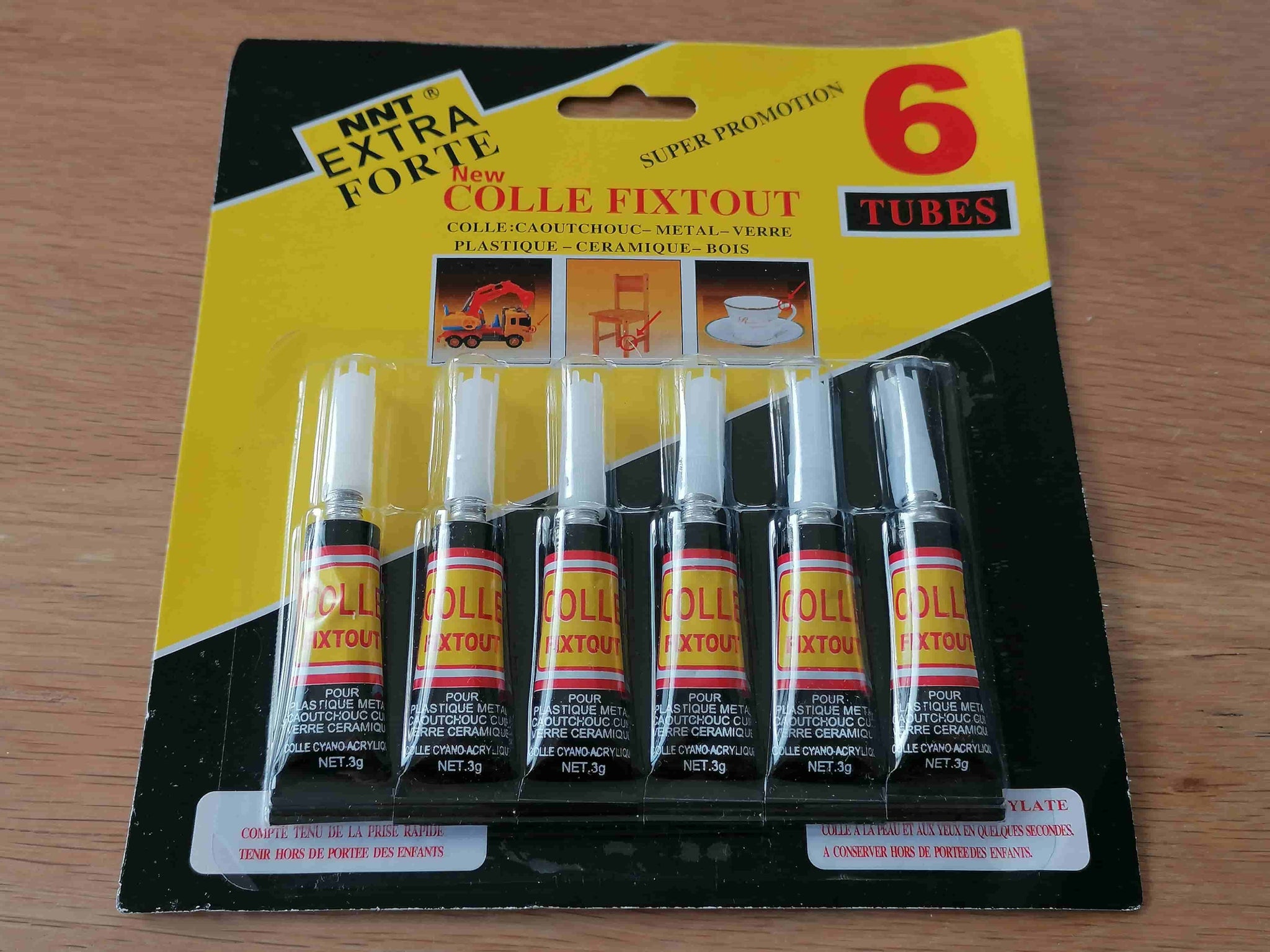 set of 6 SUPER GLUE FIXED GLUE TUBES fast strong hold