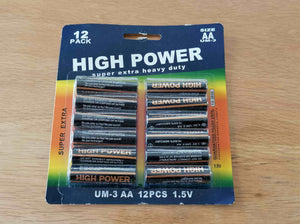 Pack of 12 / 60 / 120 AA LR6 LR06 1.5V Batteries - HIGH POWER SUPER EXTRA HEAVY DUTY LONGLIFE