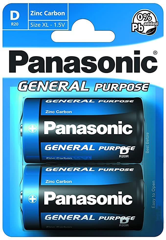 Charge von 2 bis 24 Batterien Typ D R20 - PANASONIC - 0 % Quecksilber - Zink-Kohle sehr lange Lebensdauer