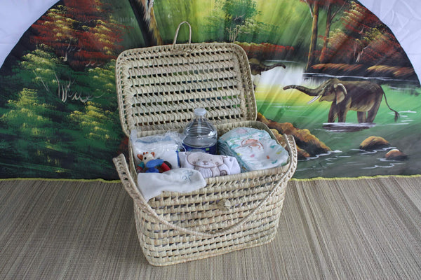 Storage trunk - Braided trunk for baby child - Bin Toys Basket Vanity - Straw Rattan Wicker