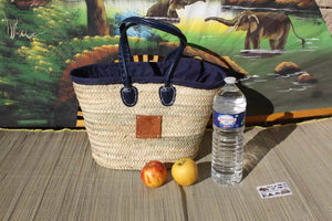 Tasche mit langem Griff und Beutel aus Stoff - Strohkorb Einkaufstasche Markt Strandkorb Rattan natürliche Palme