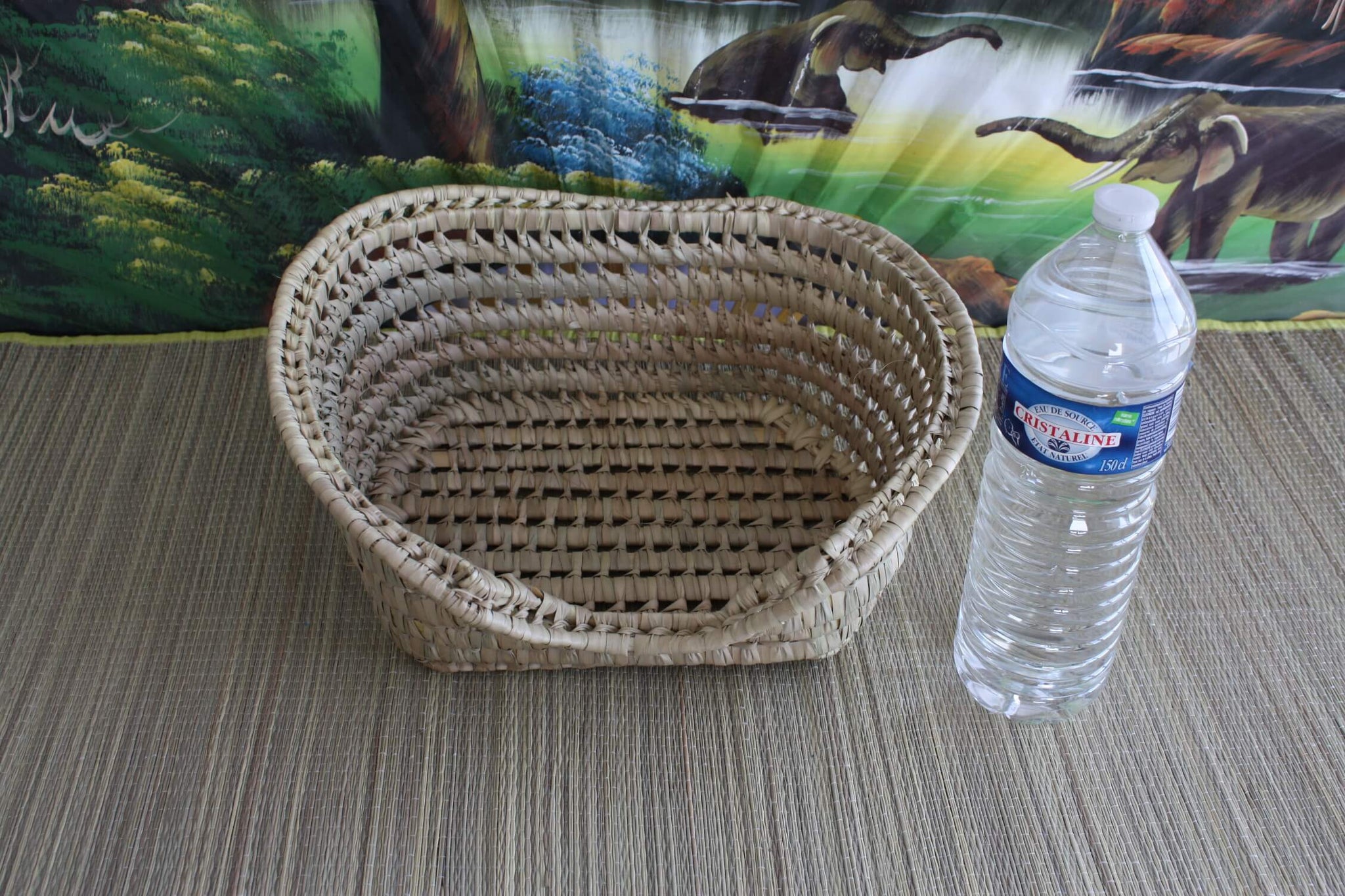 DOG or CAT Trash Basket - Hand Braided in Palm Tree - For animals - ARTISANAL straw wicker rattan
